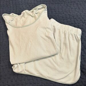 LAKE Pima Striped Sleepwear Set in Parisian Green